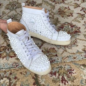 Christian Louboutin Mens spike sneaker white